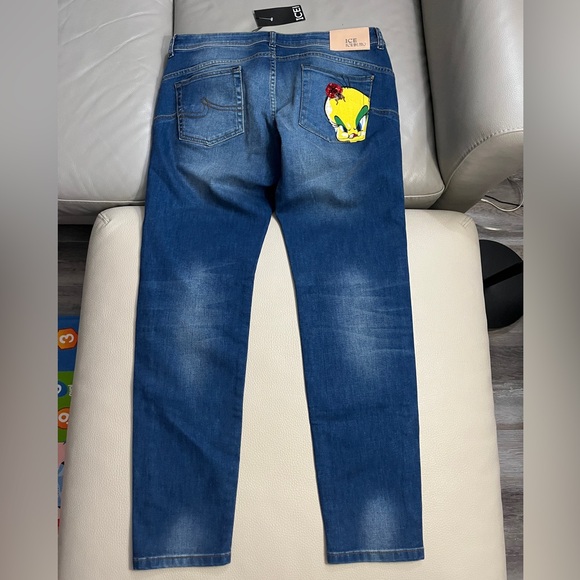 NWT - Ice Iceberg x Looney Tunes Tweety Unisex Straight Jeans - Size 33 - Picture 6 of 9
